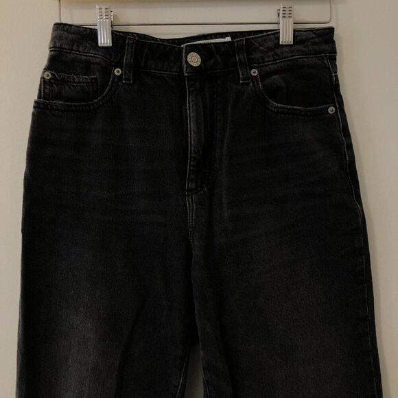 3/$25 ❥ Garage Straight Wide Leg High Waist Distressed Soft Black Size 5 Jeans - Picture 4 of 13